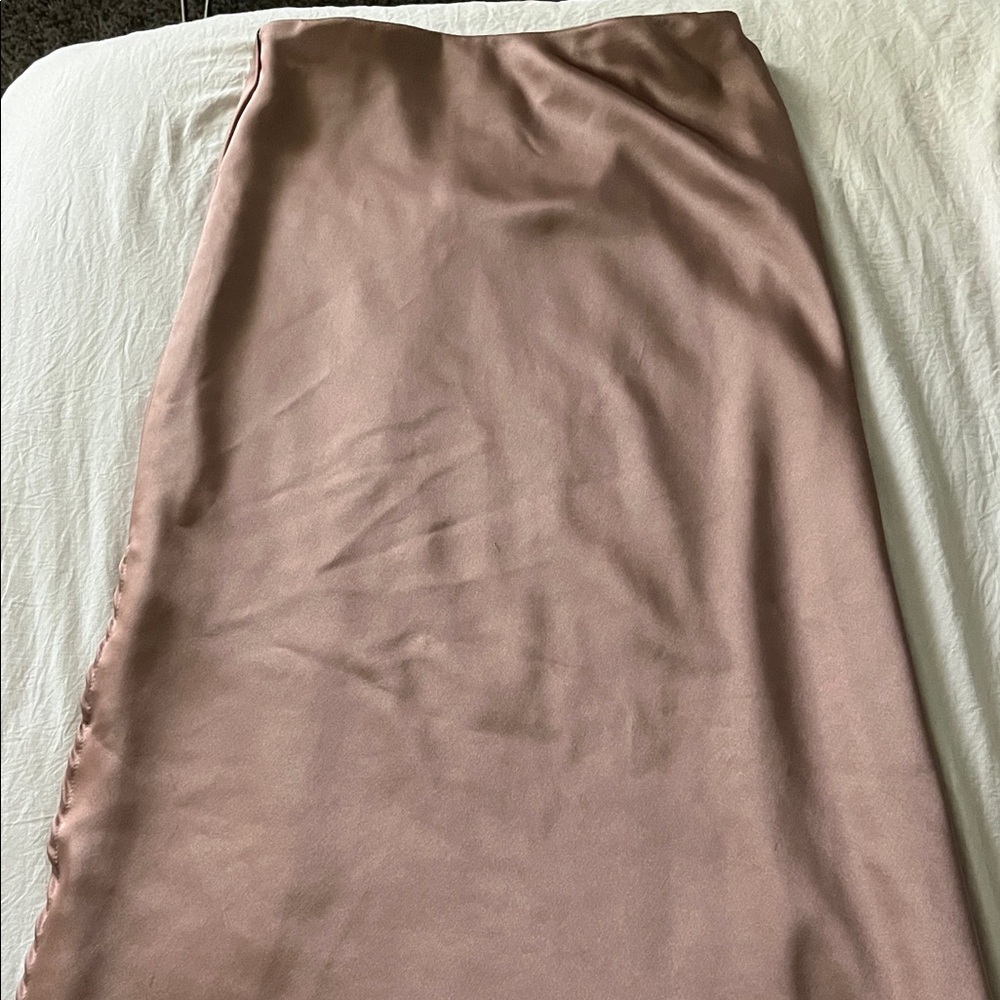 Elegant Satin Midi Skirt - Pink